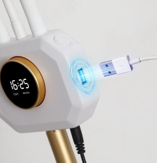 Professional Double Arm LED Salon Floor Lamp - White/Gold