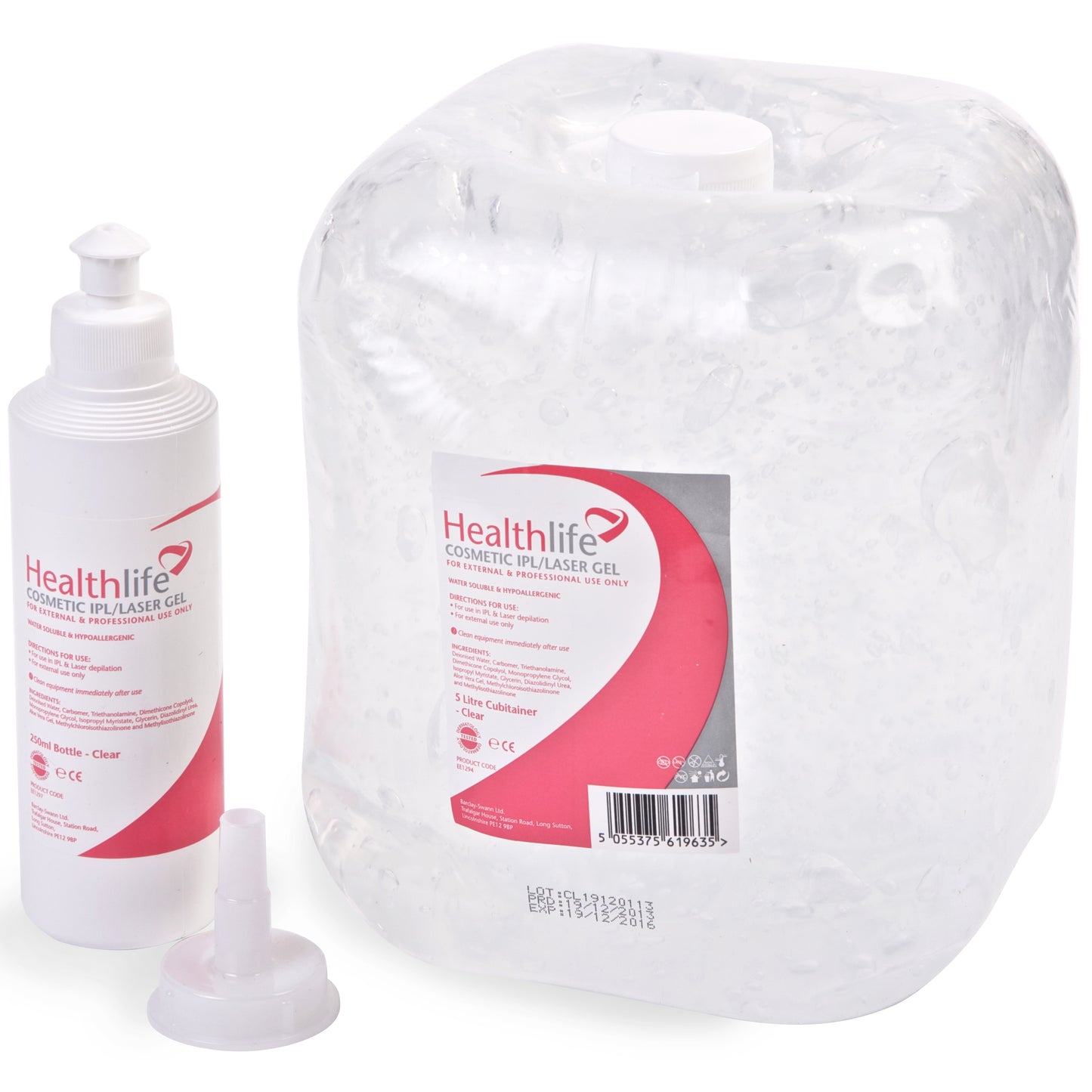(Case of 4)Healthlife Cosmetic IPL Laser Gel 5 Litre Cubitainer & 250ml Refill