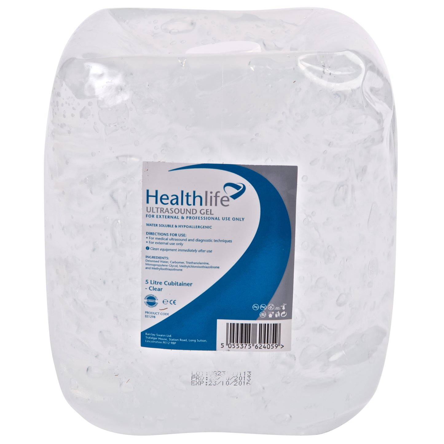 (Case of 4)Healthlife Ultrasound Clear Gel 5 Litre Cubitainer With FREE Refill Bottle
